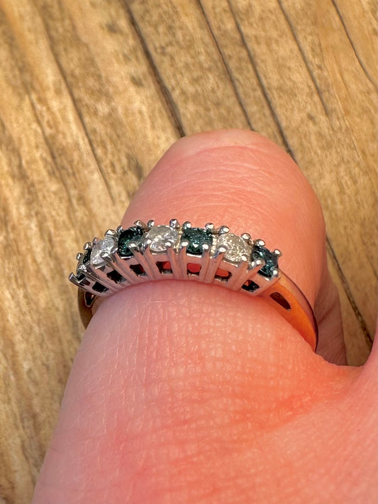 9ct Gold White and Blue Stone Size L Ring