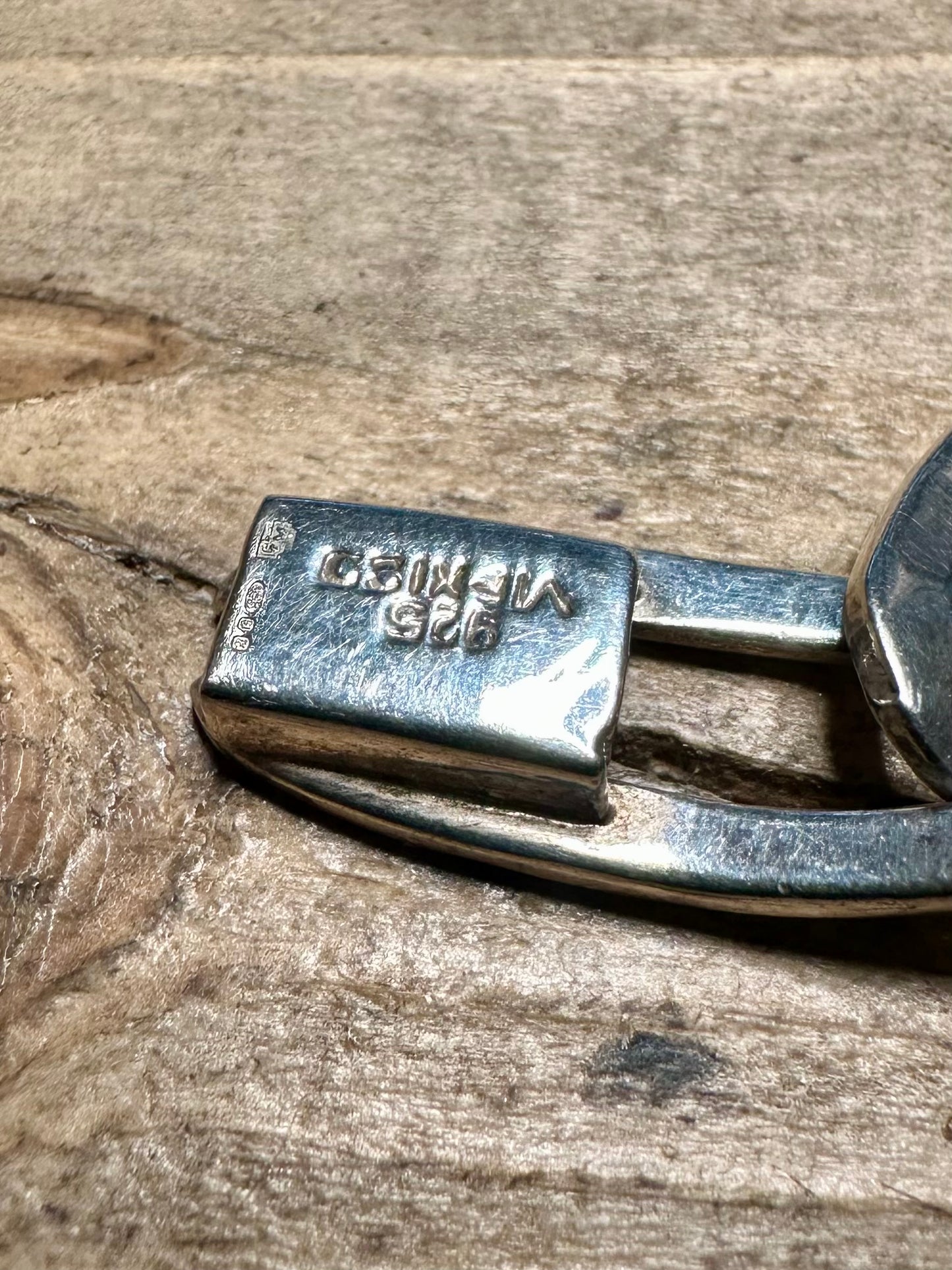 Abstract Long Link 925 Silver Mexico 7.5 inch Bracelet