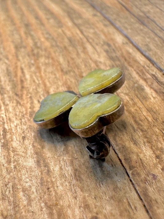 Shamrock Connemara Marble 925 Sterling Silver Brooch