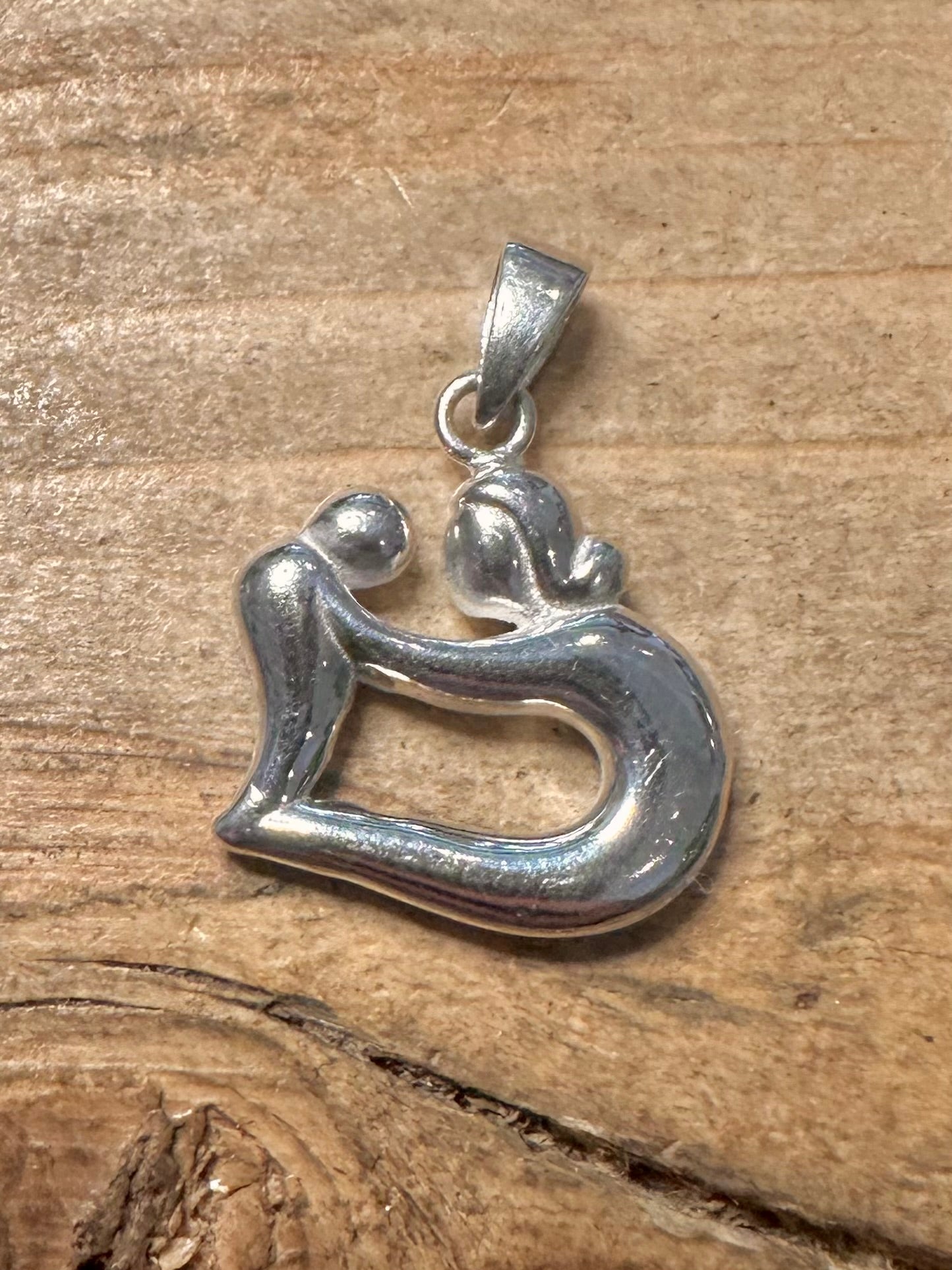 Abstract Mother and Child 925 Silver Pendant