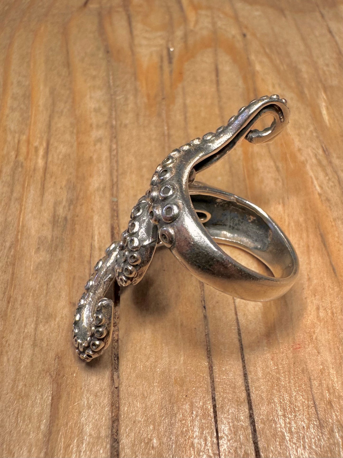 Vintage Octopus Tentacles 925 Sterling Silver Size N Ring