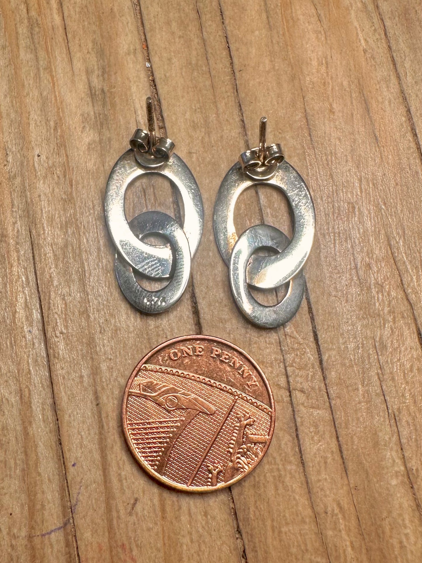 Abstract Circle Linked 925 Sterling Silver Earrings
