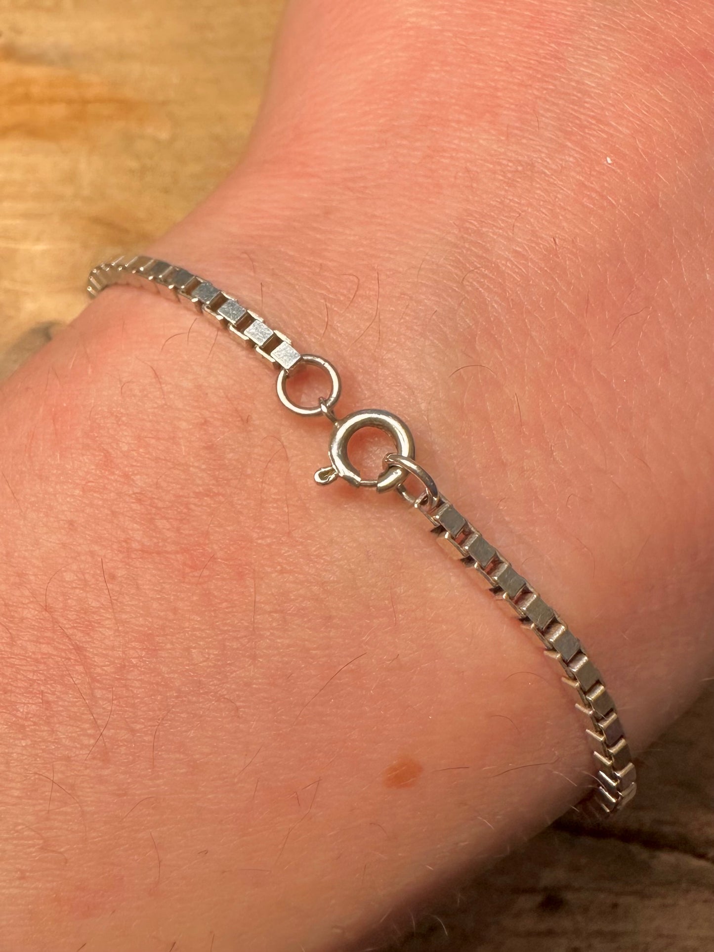Vintage Box Chain 925 Silver 7.5 inch Bracelet