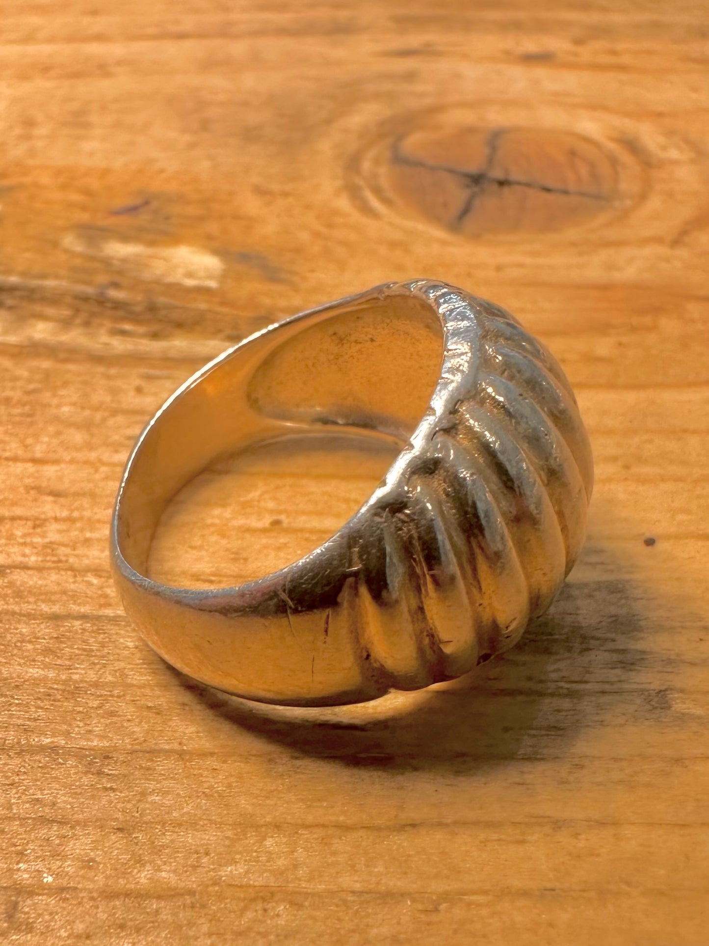 Abstract Textured Dome 925 Silver Size M1/2 Ring