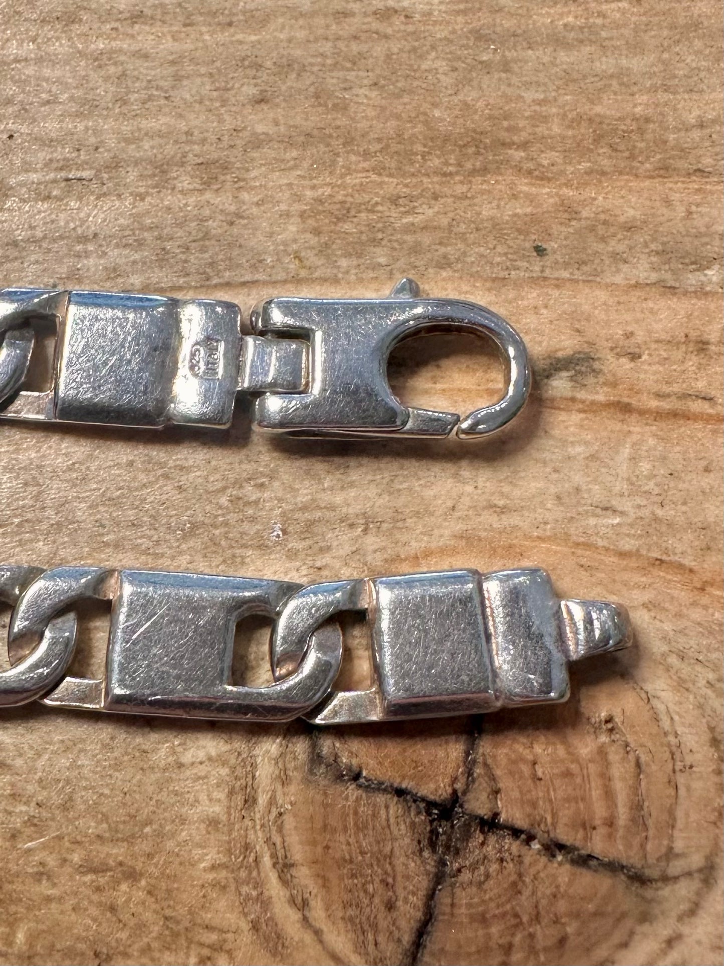 Abstract Bar Link Italy 925 Silver 8.5 inch Bracelet