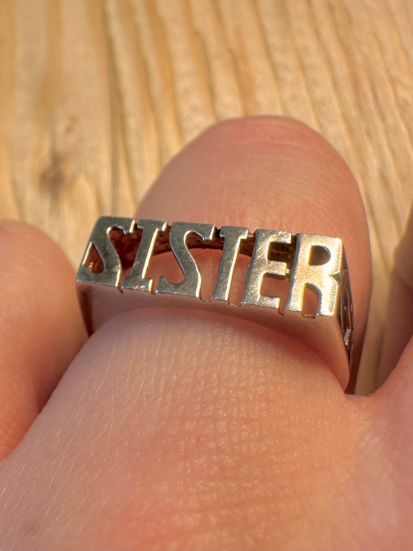 Vintage Sister Gold on 925 Sterling Silver Size O Ring