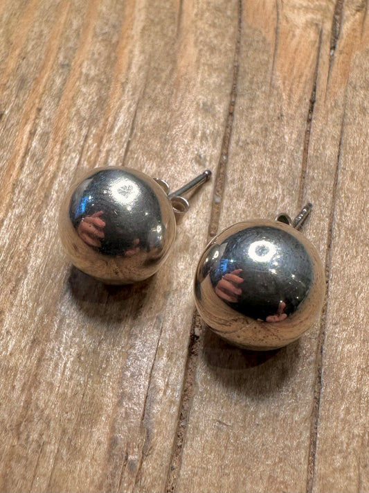 Modernist Ball Stud 925 Sterling Silver Earrings
