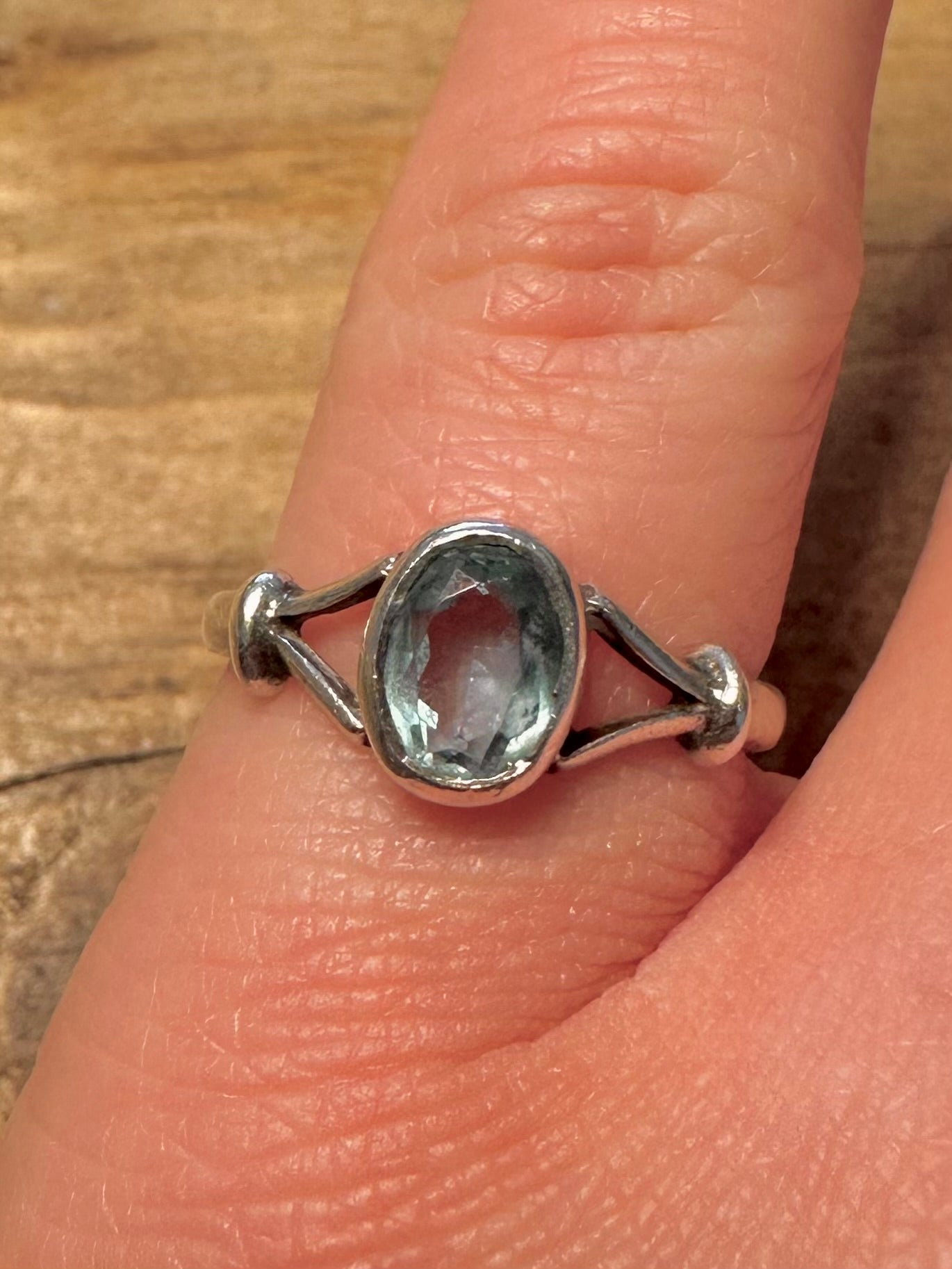 Vintage Blue Topaz 925 Silver Size P Ring
