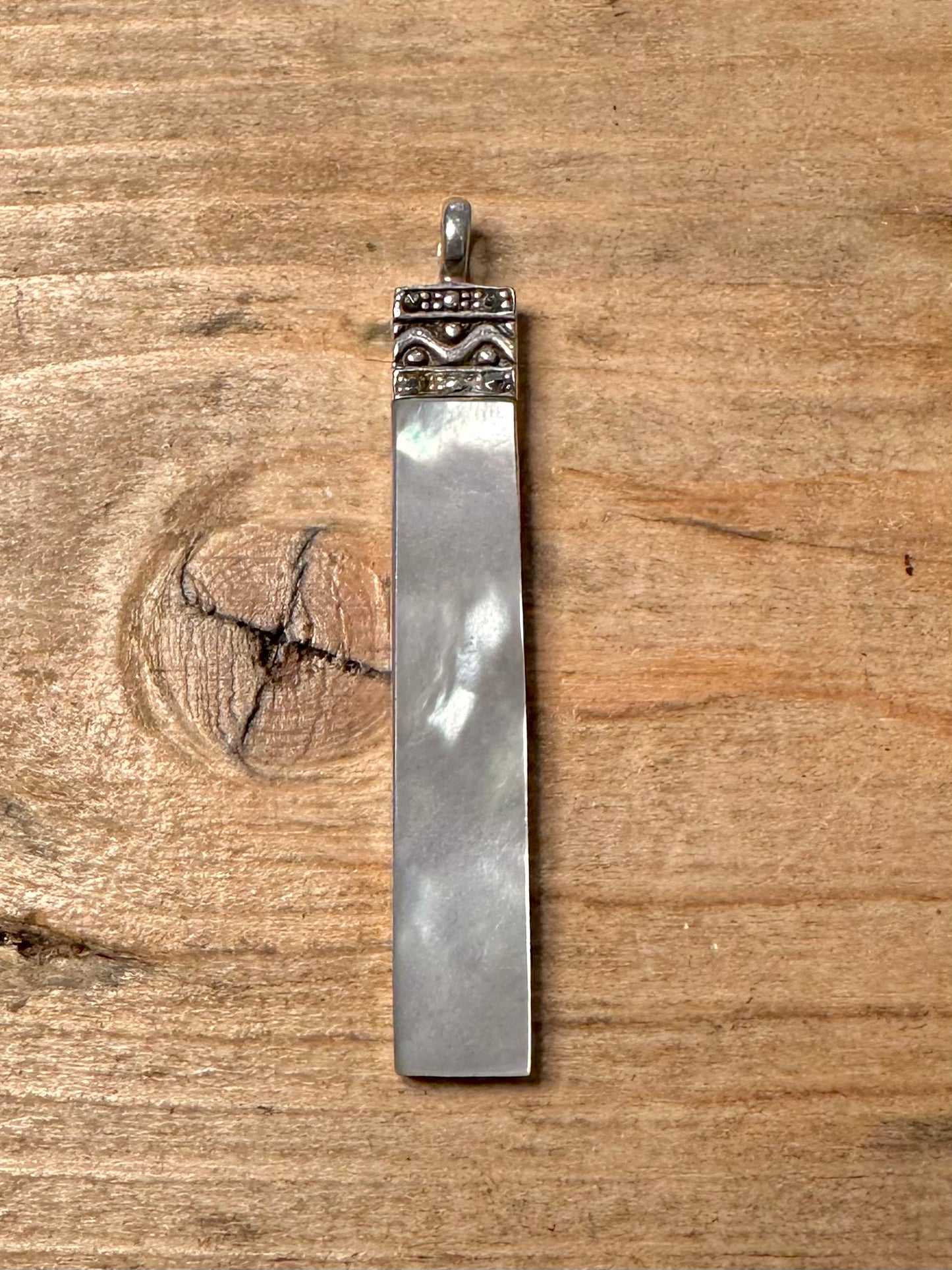 Modern Mother of Pearl Rectangle 925 Silver Pendant