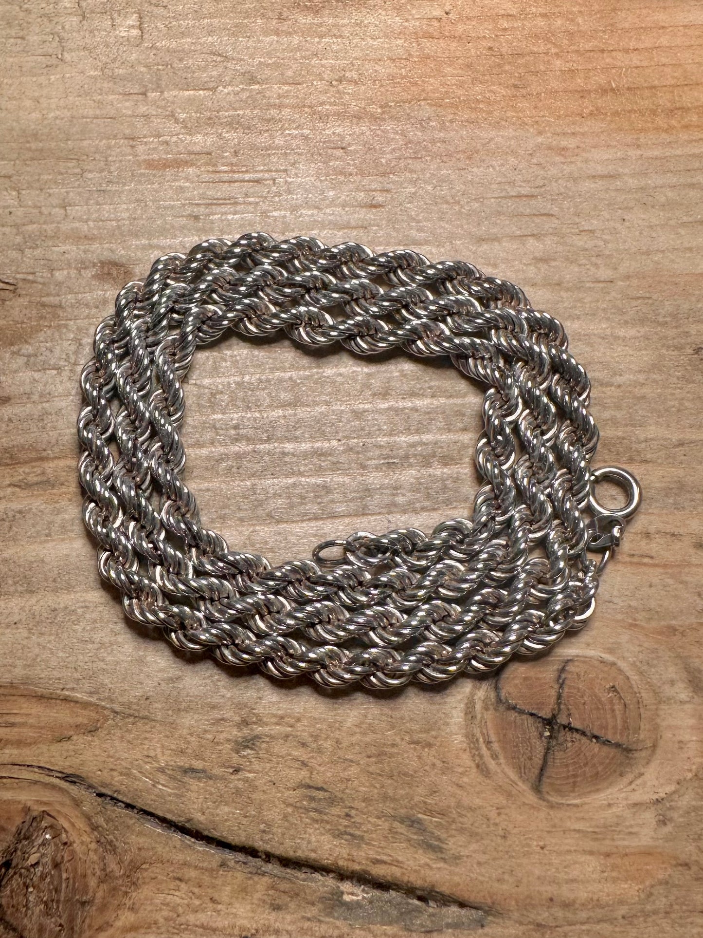 Vintage Rope Chain 925 Silver 19.8 inch Necklace