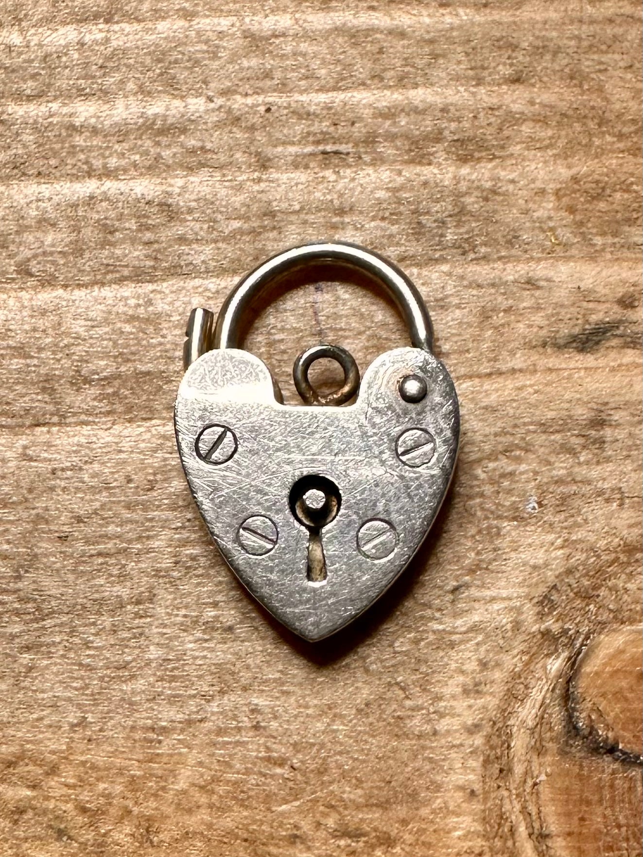 Vintage Heart Padlock 925 Silver Pendant