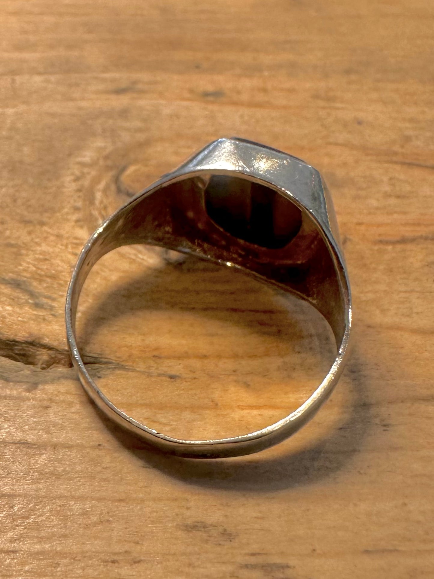 Vintage Tigers Eye Signet 925 Silver Size V Ring