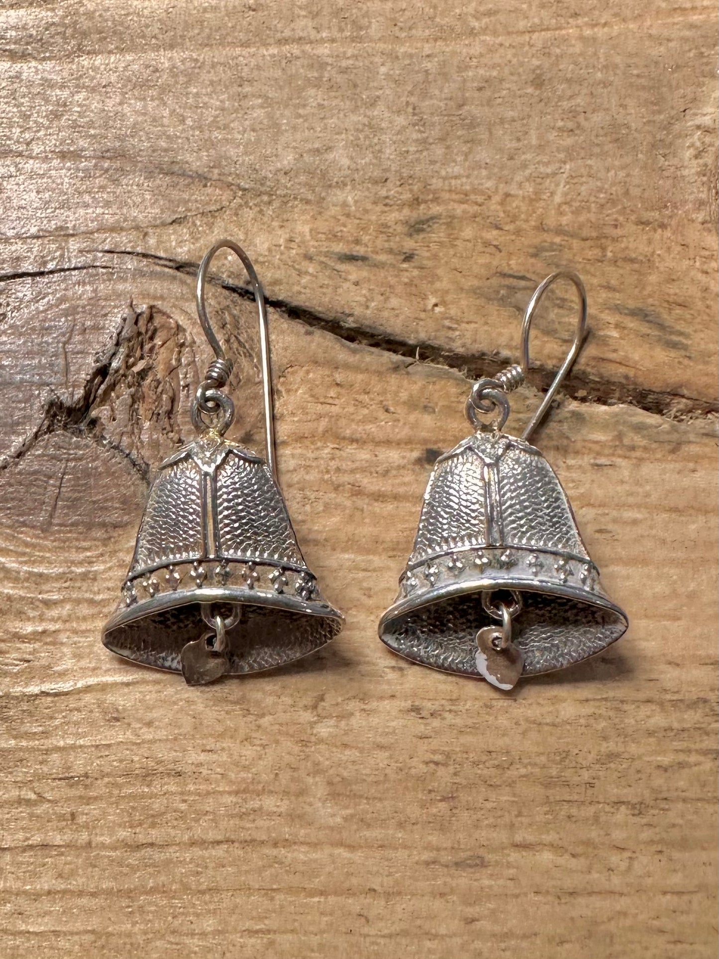 Vintage Bells with Heart 925 Silver Earrings