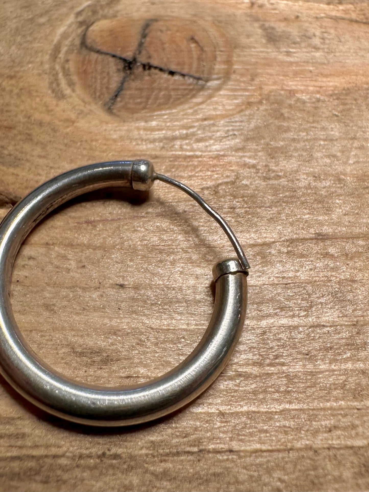 Vintage Chunky Hoops 925 Silver Earrings