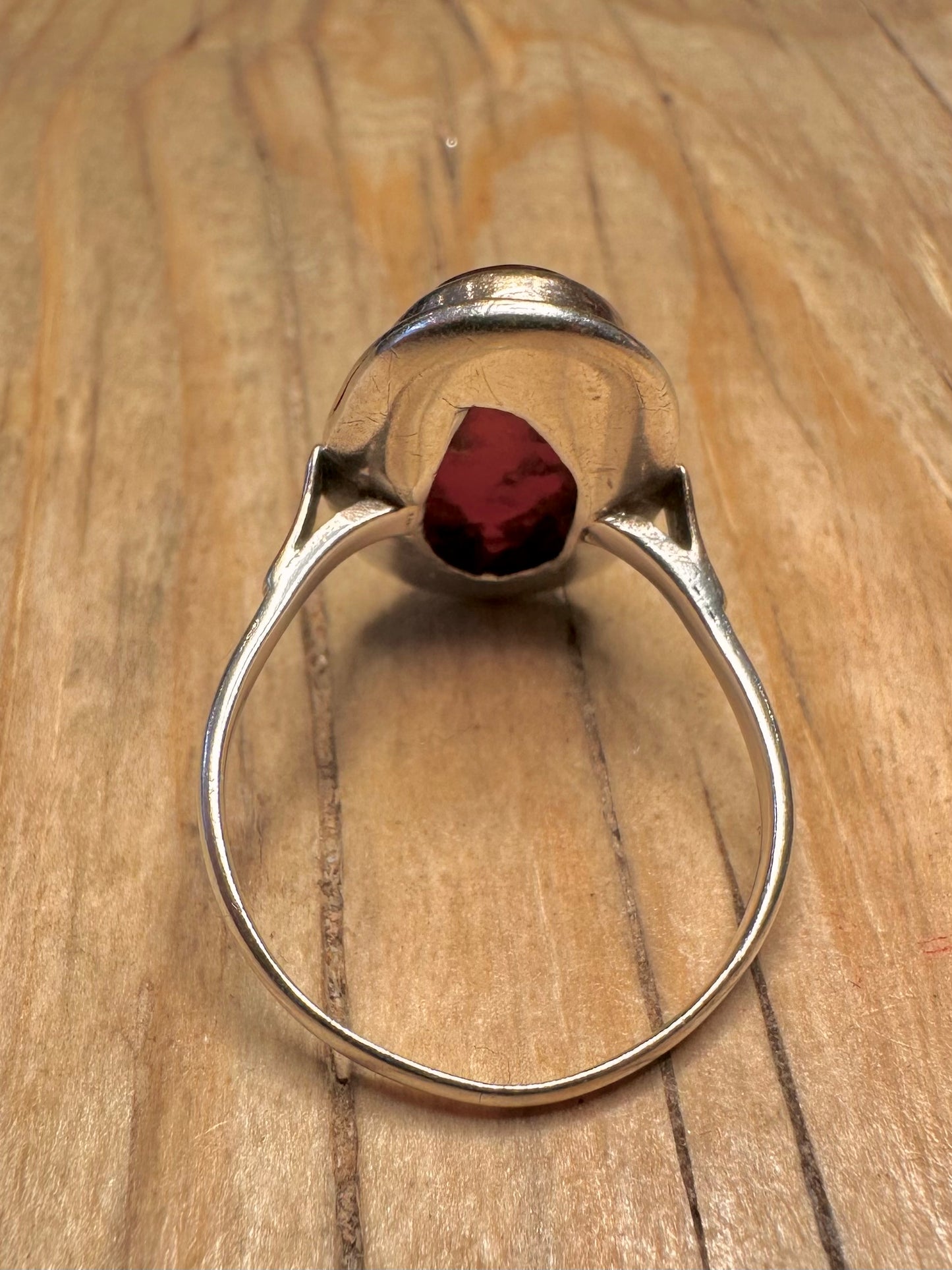Vintage Oval Carnelian Gold on 925 Sterling Silver Size W Ring
