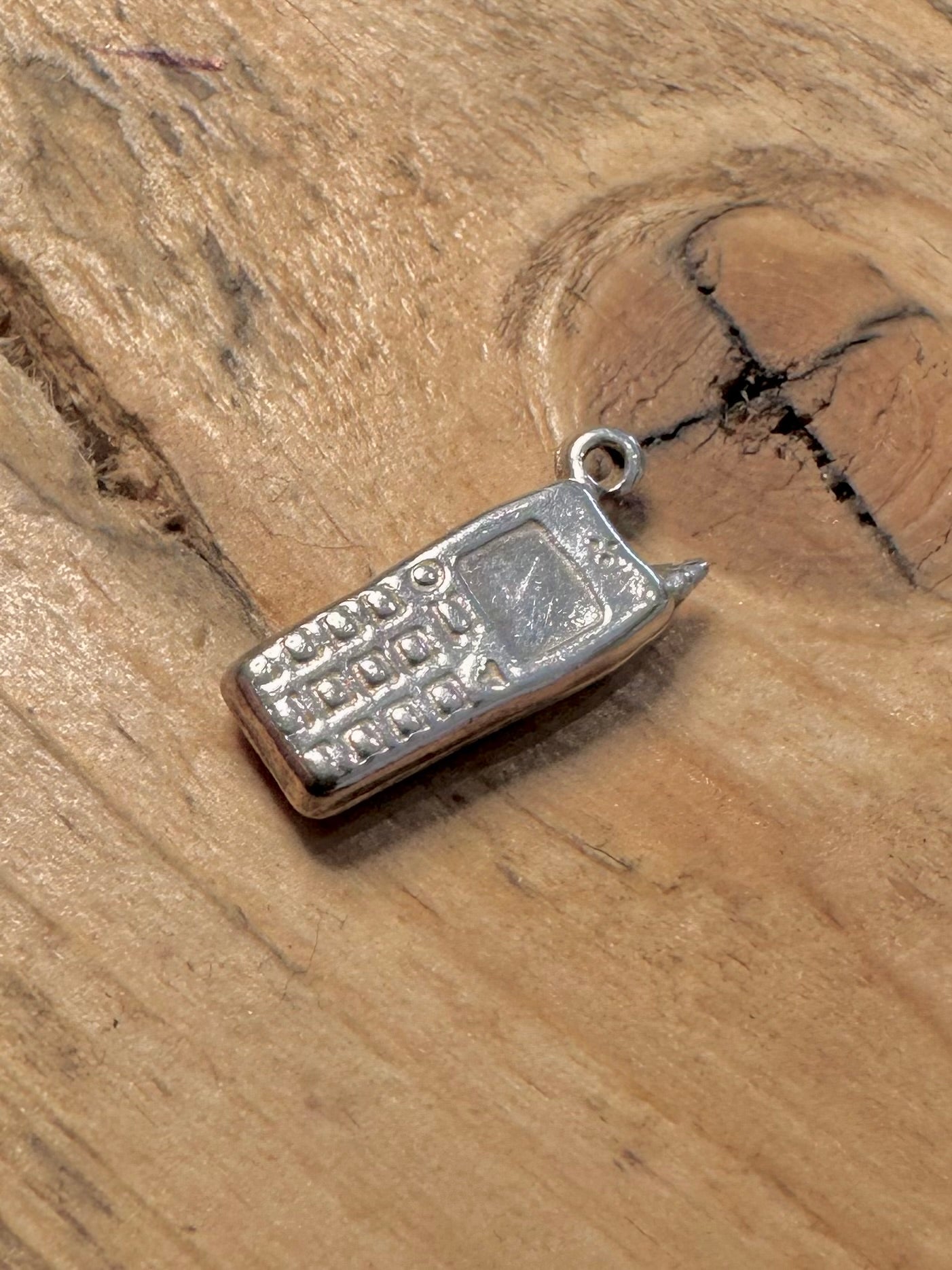 Vintage Old Phone 925 Silver Charm Pendant