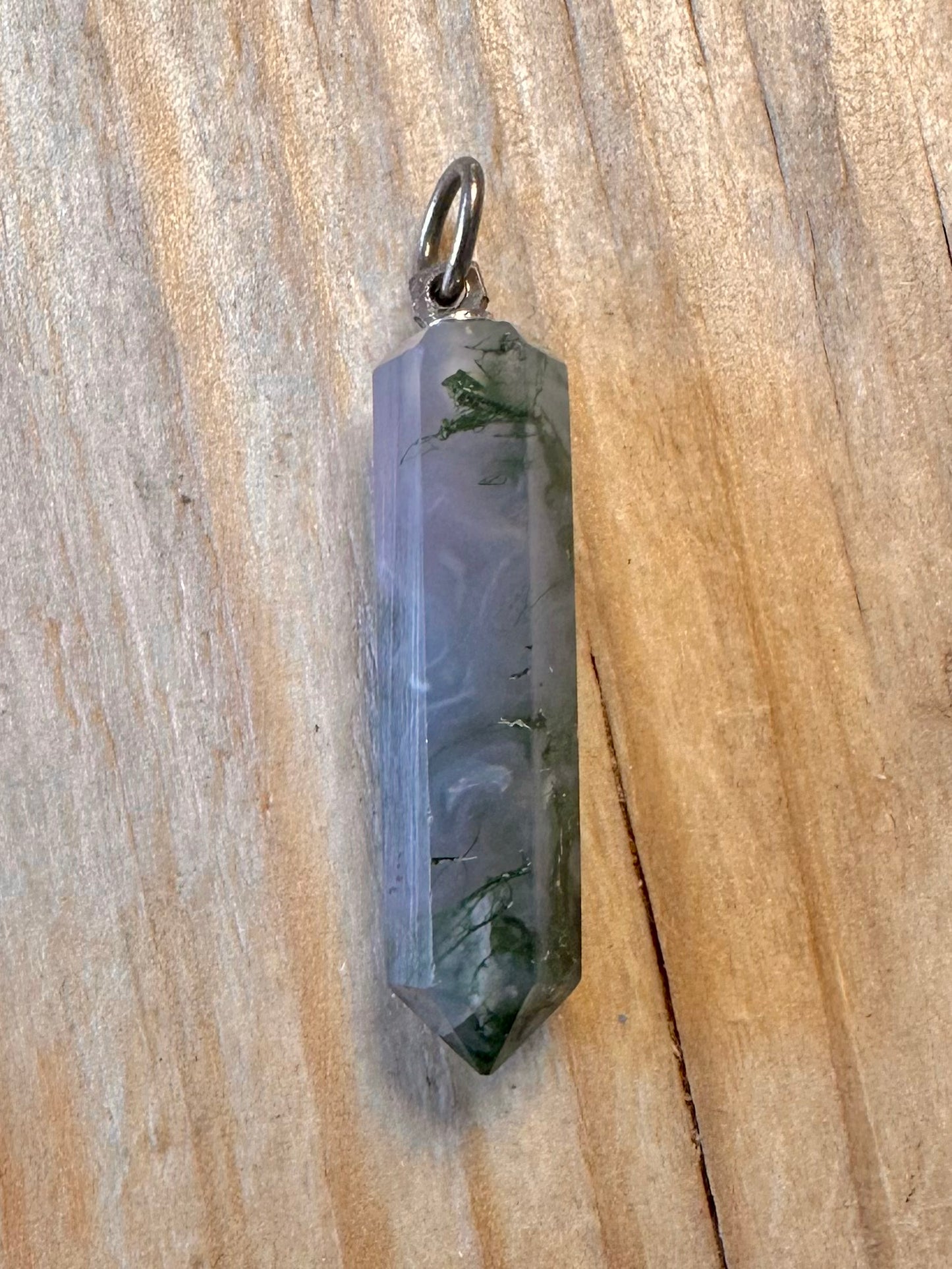Vintage Moss Agate Pillar Pendant