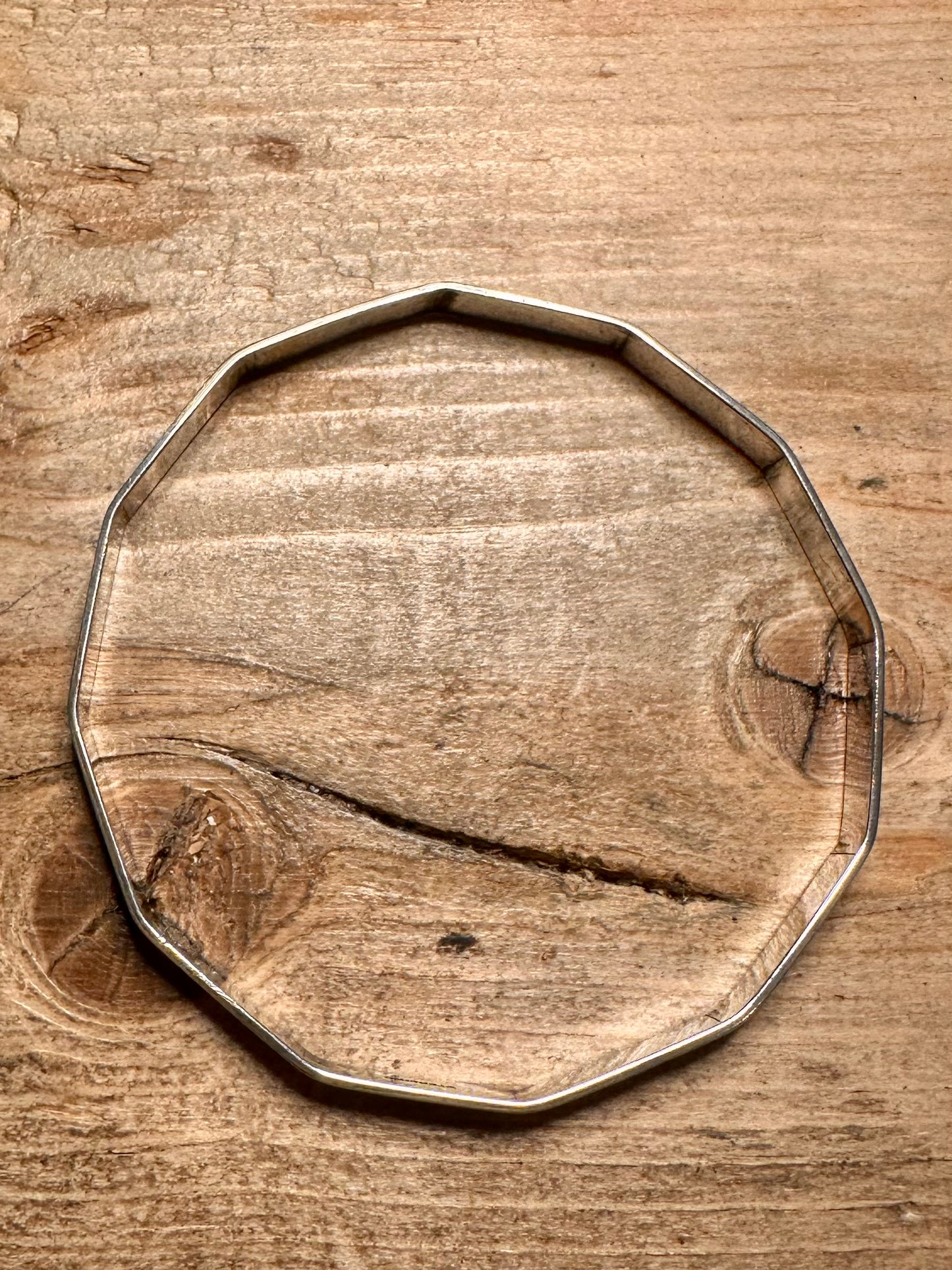 Vintage Textured 12 Sided 925 Silver Full Bangle