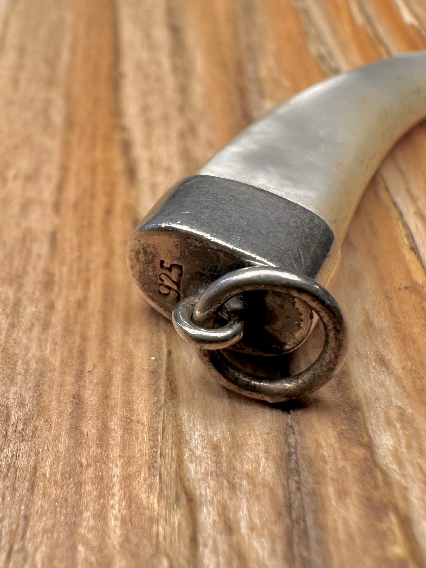 Vintage Mother of Pearl Claw 925 Sterling Silver Pendant