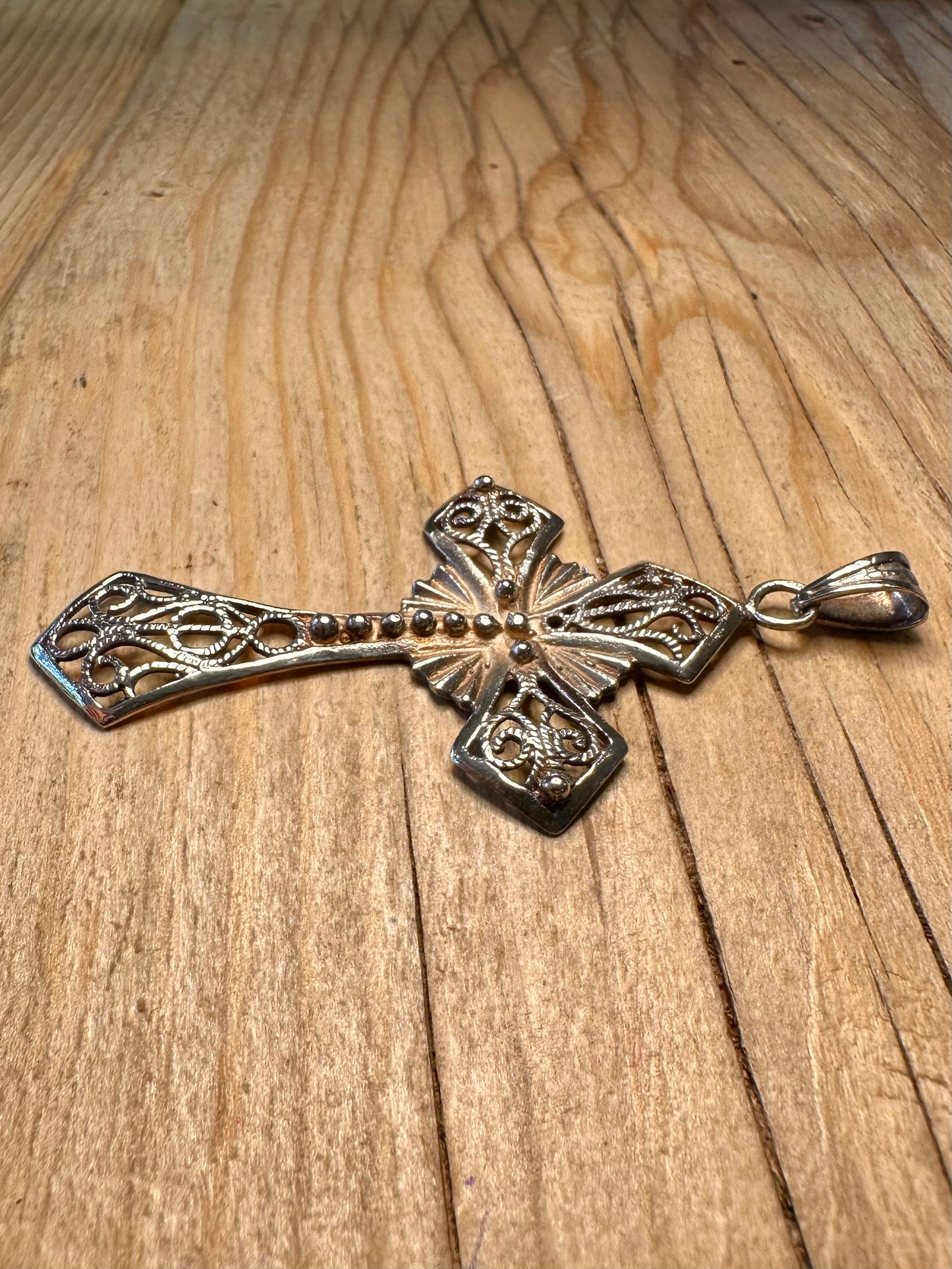 Vintage Ornate Filigree Cross 925 Sterling Silver Pendant