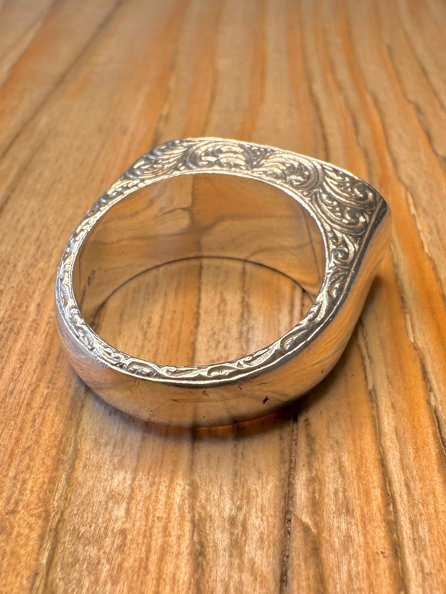 Modern 2024 Large Trio White CZ Engraved 925 Sterling Silver Size W1/2 Ring
