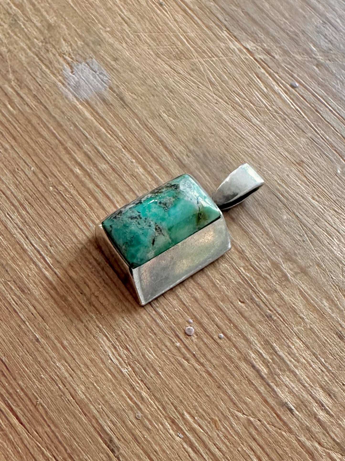 Vintage Native American Turquoise ELN Maker 925 Silver Pendant
