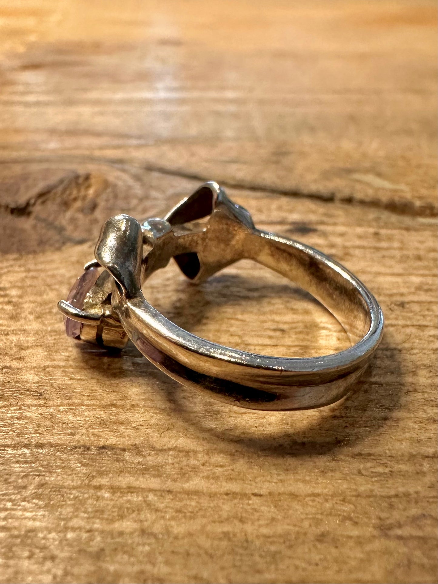 Vintage Bow Amethyst 925 Silver Size L Ring