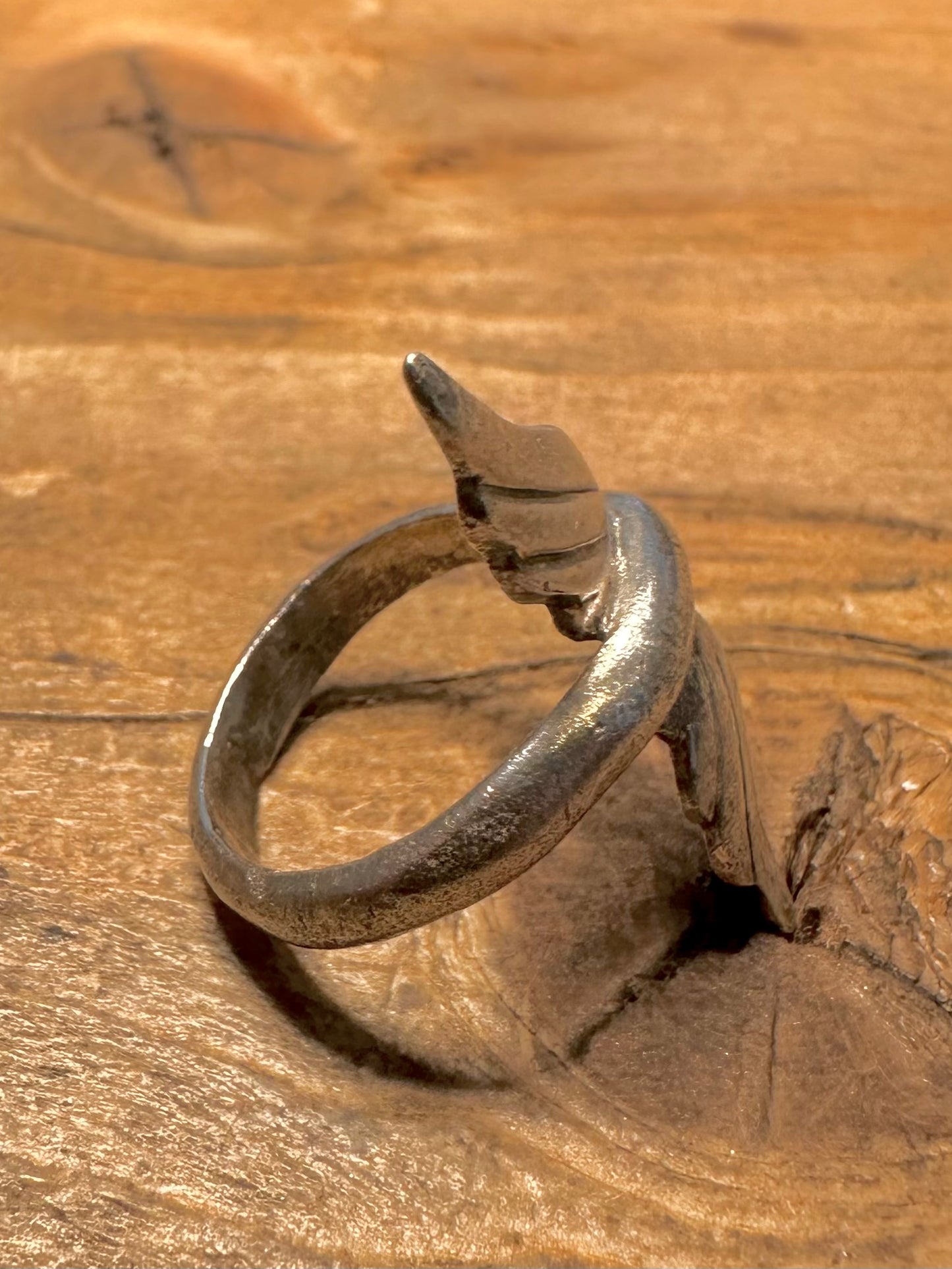 Vintage Handmade Wing 925 Silver Size J Ring