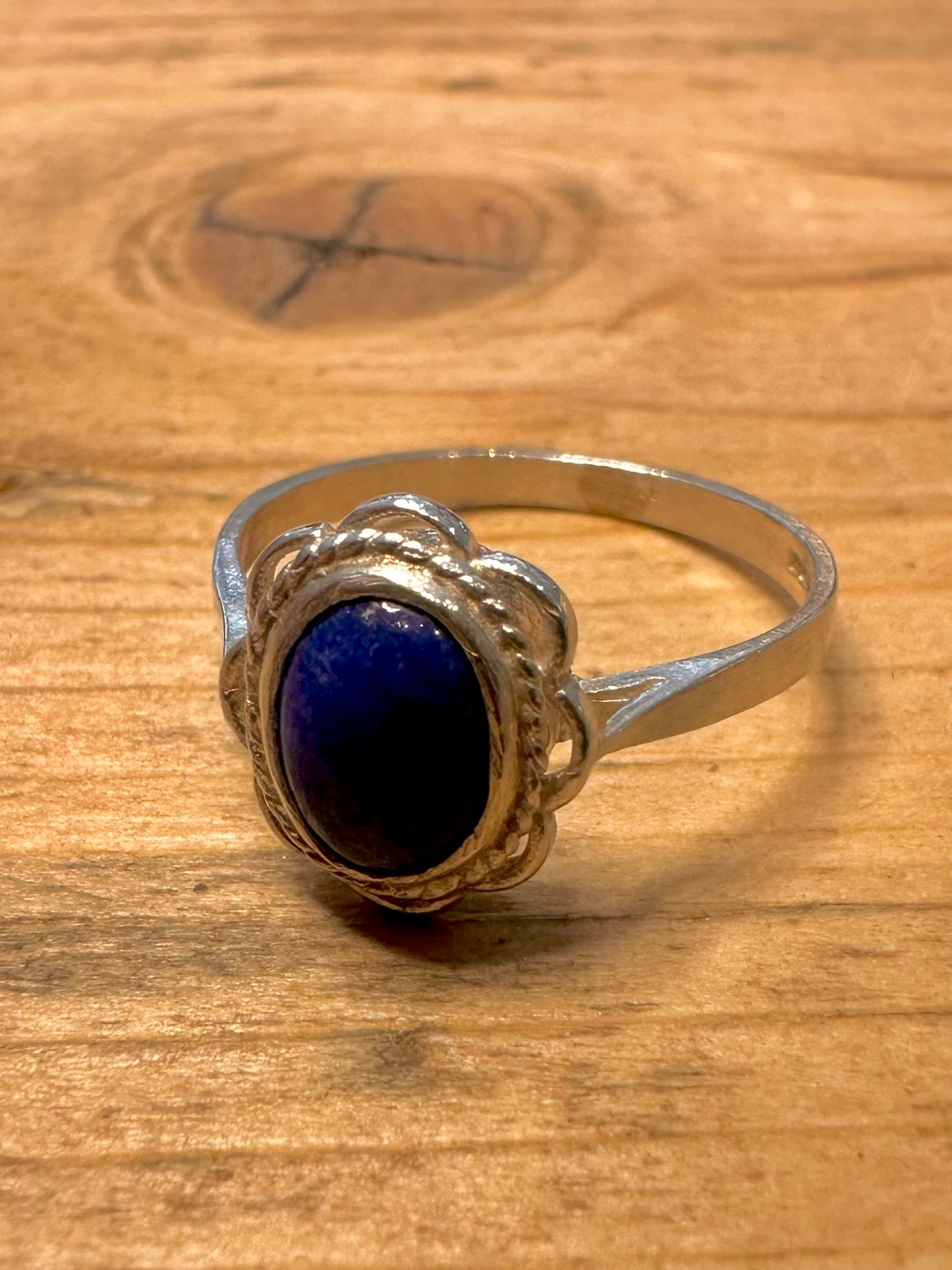 Vintage 1995 Lapis Oval 925 Silver Size N Ring