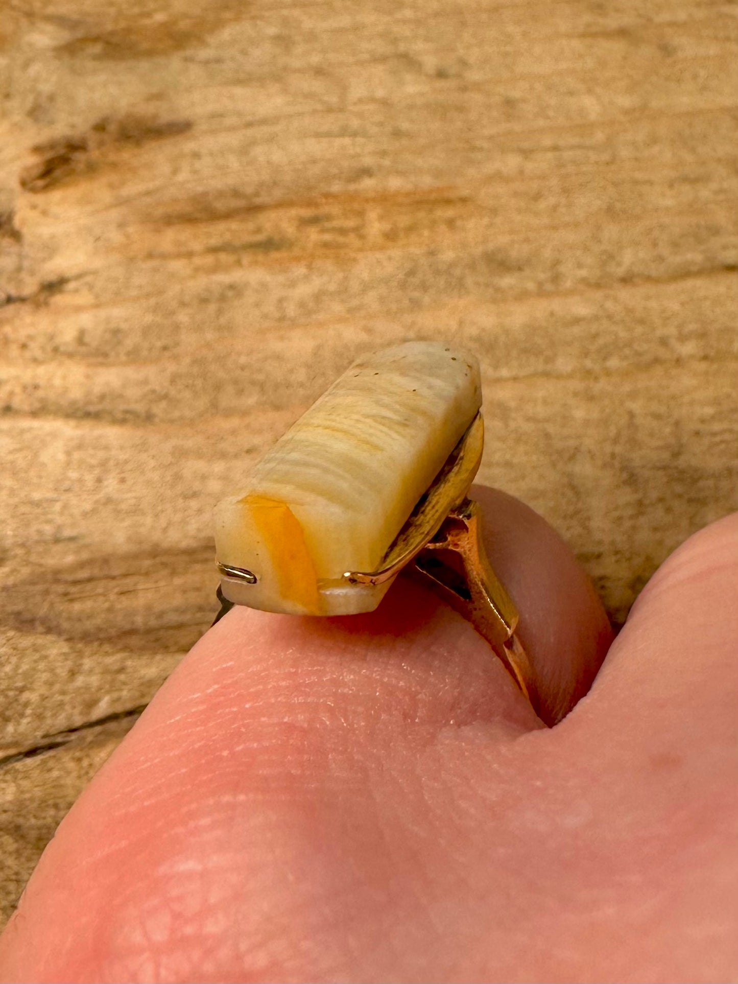 Vintage Rare 21ct Gold Soviet Agate 875 Size M Ring