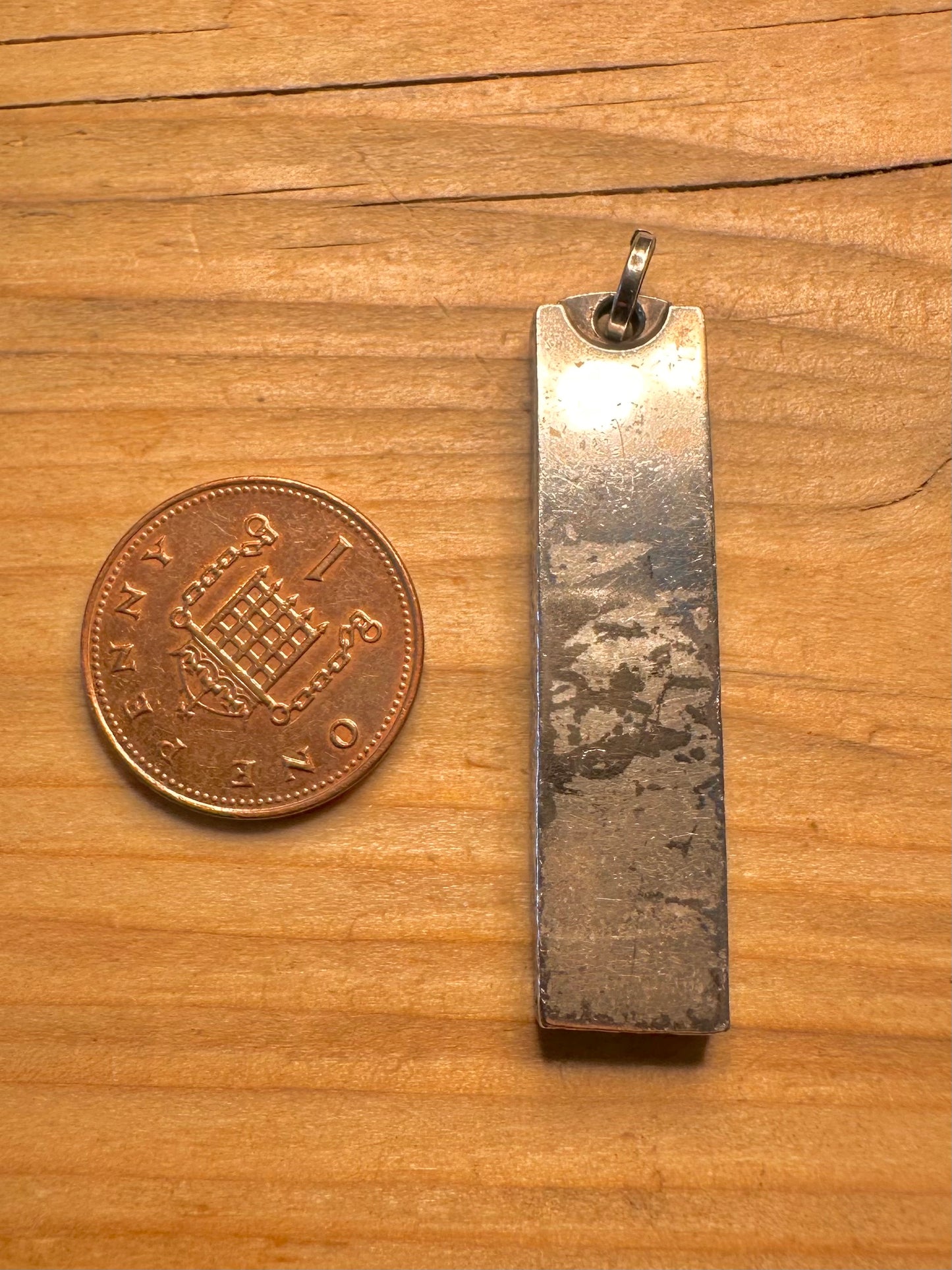 Vintage 1979 Engraved Ingot Birmingham 925 Sterling Silver Pendant
