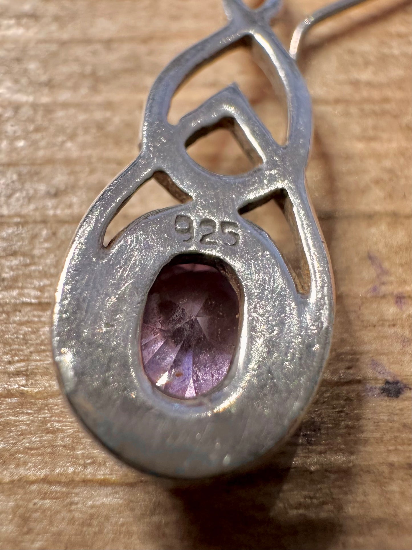 Vintage Amethyst Dangle 925 Silver Earrings
