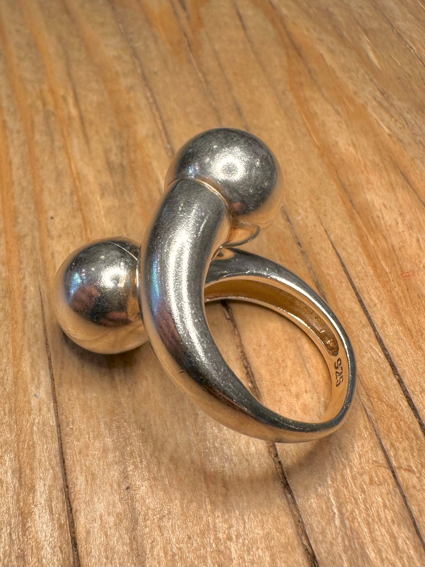 Abstract Overlapping Ball 925 Sterling Silver Size P Ring