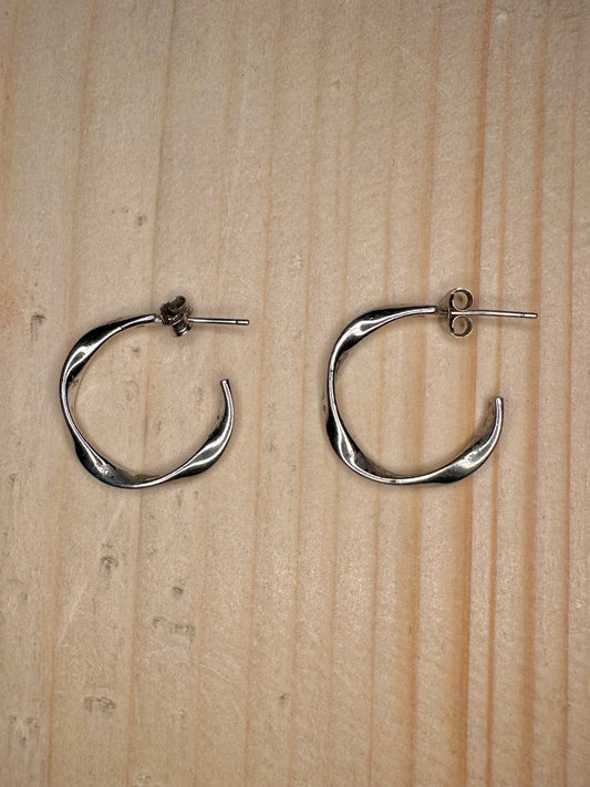 Flat Twist Hoops 925 Sterling Silver Earrings