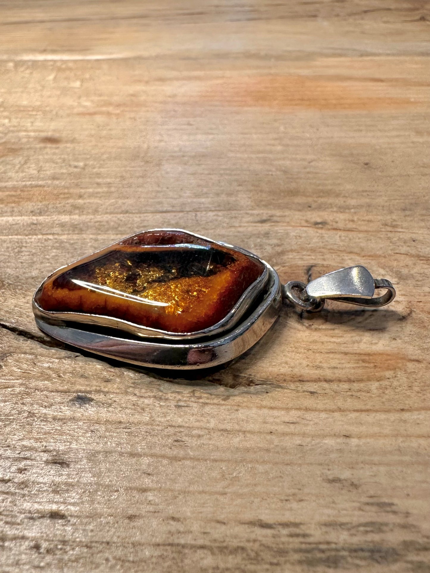 Abstract Amber 925 Silver Pendant
