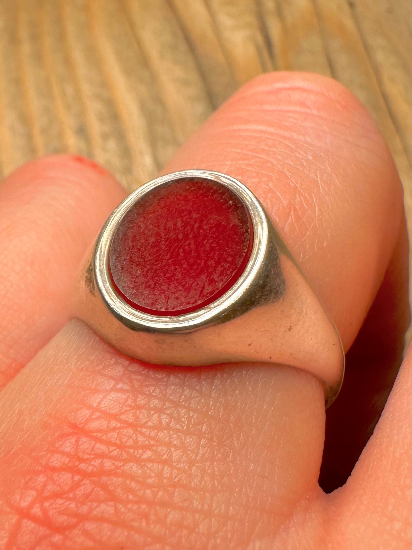 Vintage Carnelian Signet 925 Sterling Silver Size W Ring