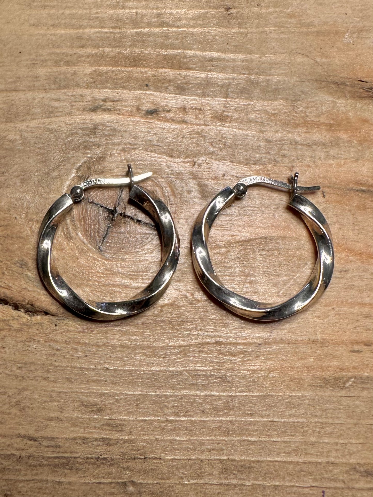 Vintage Twisted Hoops 925 Silver Earrings