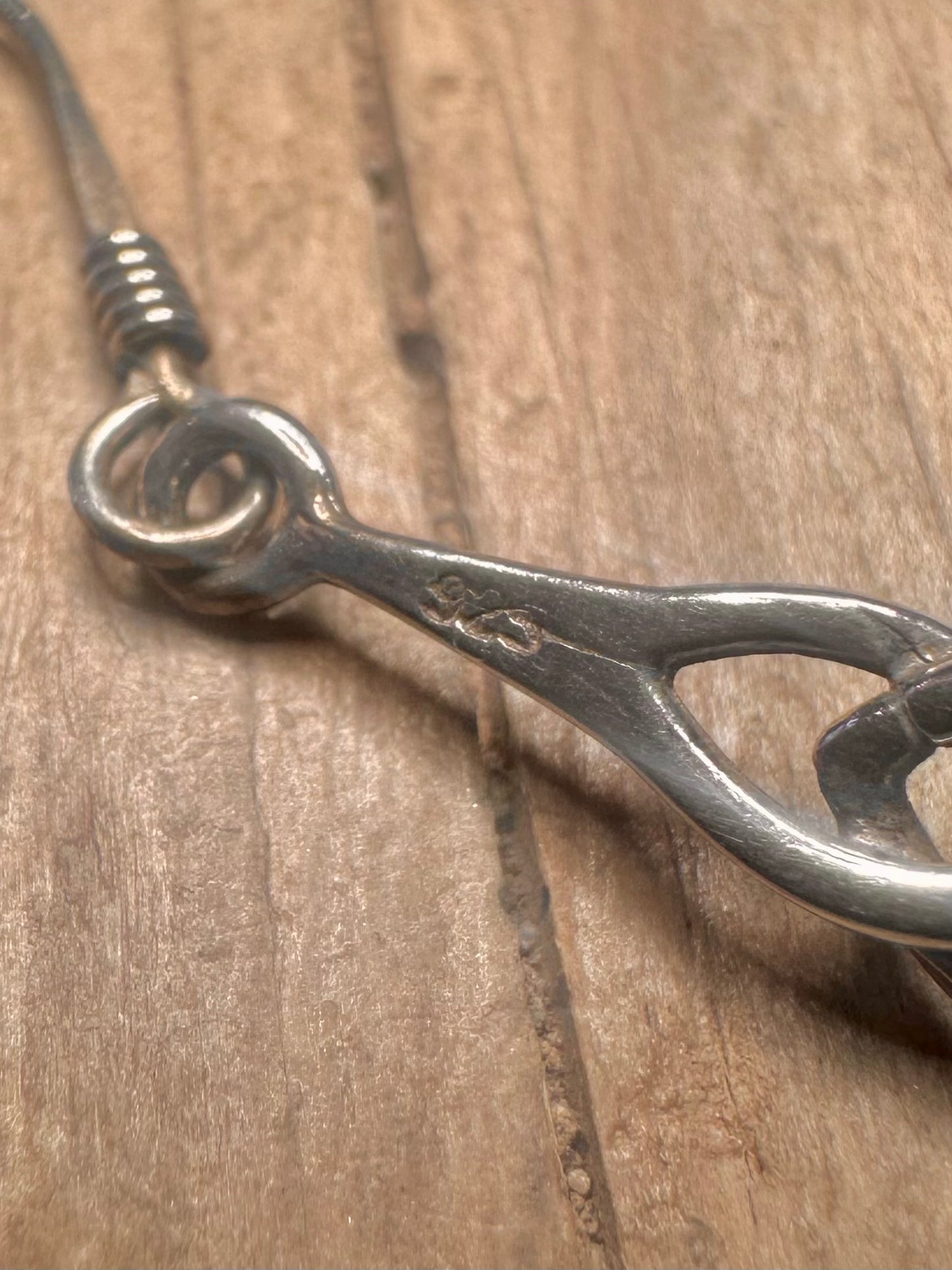 Vintage Green Amber Celtic 925 Sterling Silver Earrings