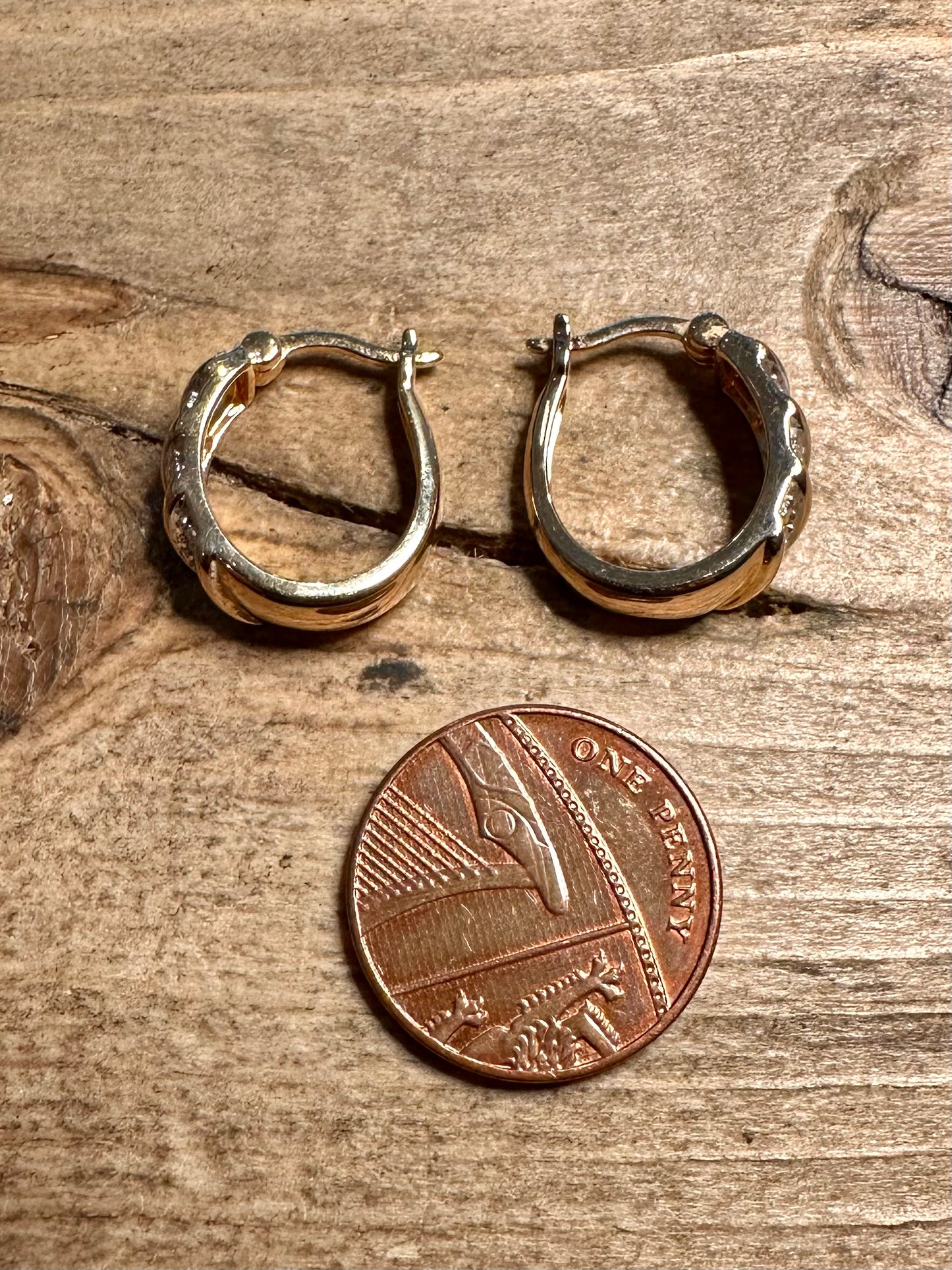 Modernist CZ Hoops Gold on 925 Silver Earribgs
