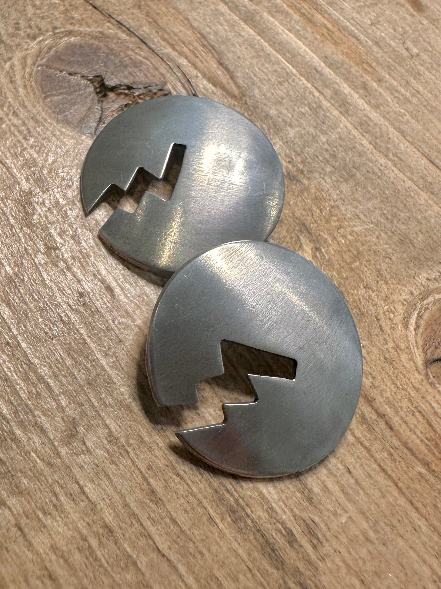 Abstract Circle Zig Zag 925 Silver 925 Silver Stud Earrings