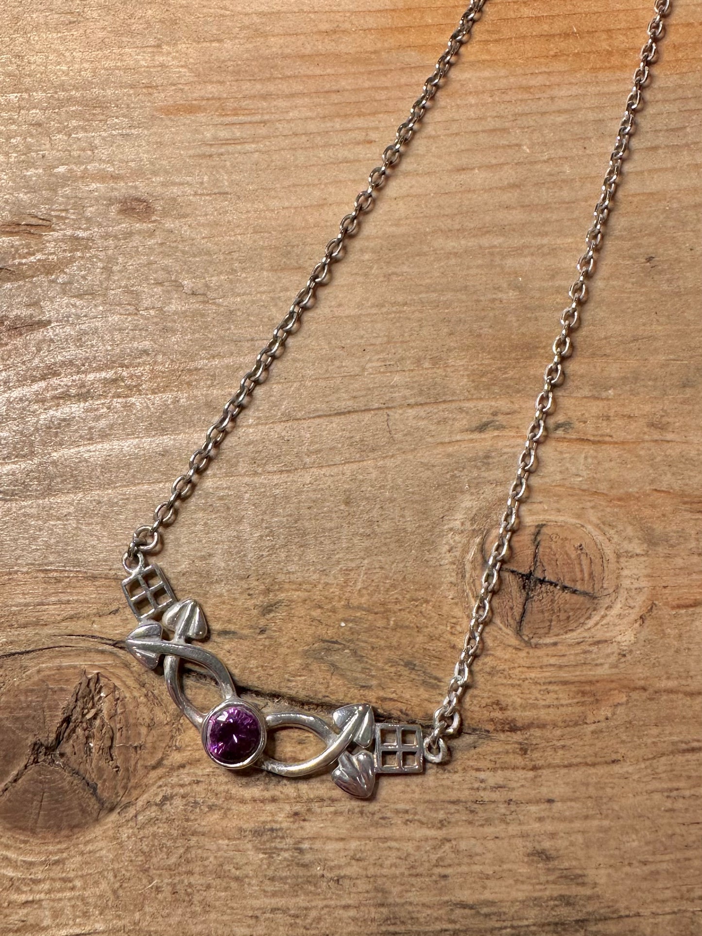 Vintage Macintosh Amethyst 925 Silver 17.3 inch Necklace