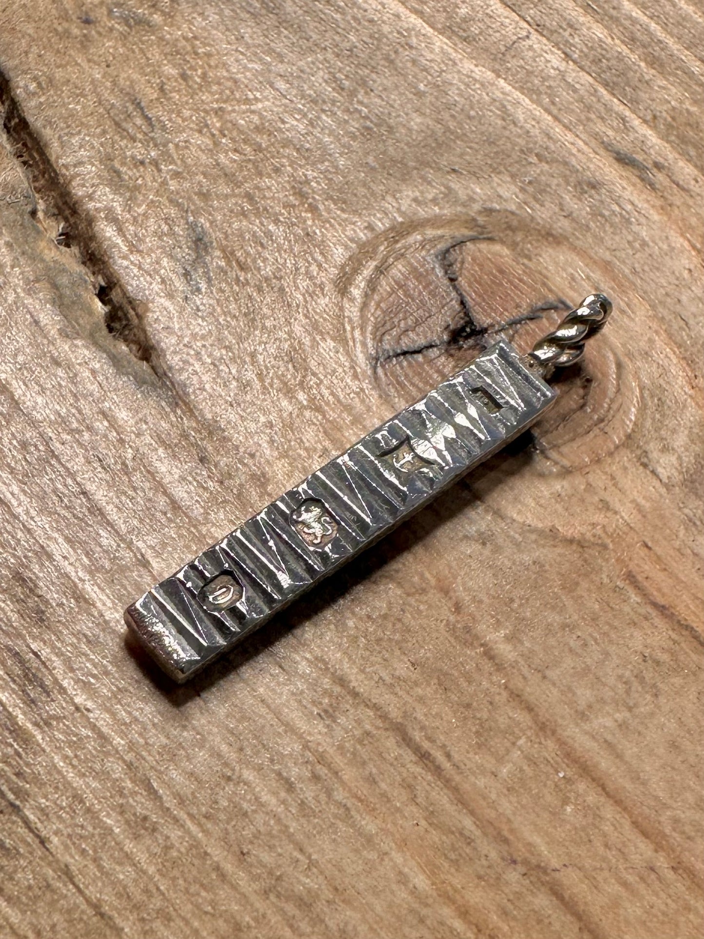 Vintage 1978 Bark Effect Ingot 925 Silver Pendant
