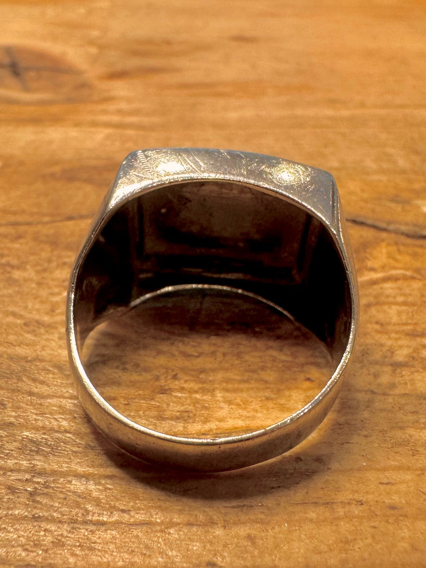 Vintage Signet Square 935 Silver Size T Ring