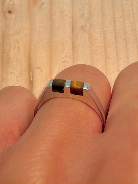 Tiger’s Eye Signet 925 Sterling Silver Size P Ring