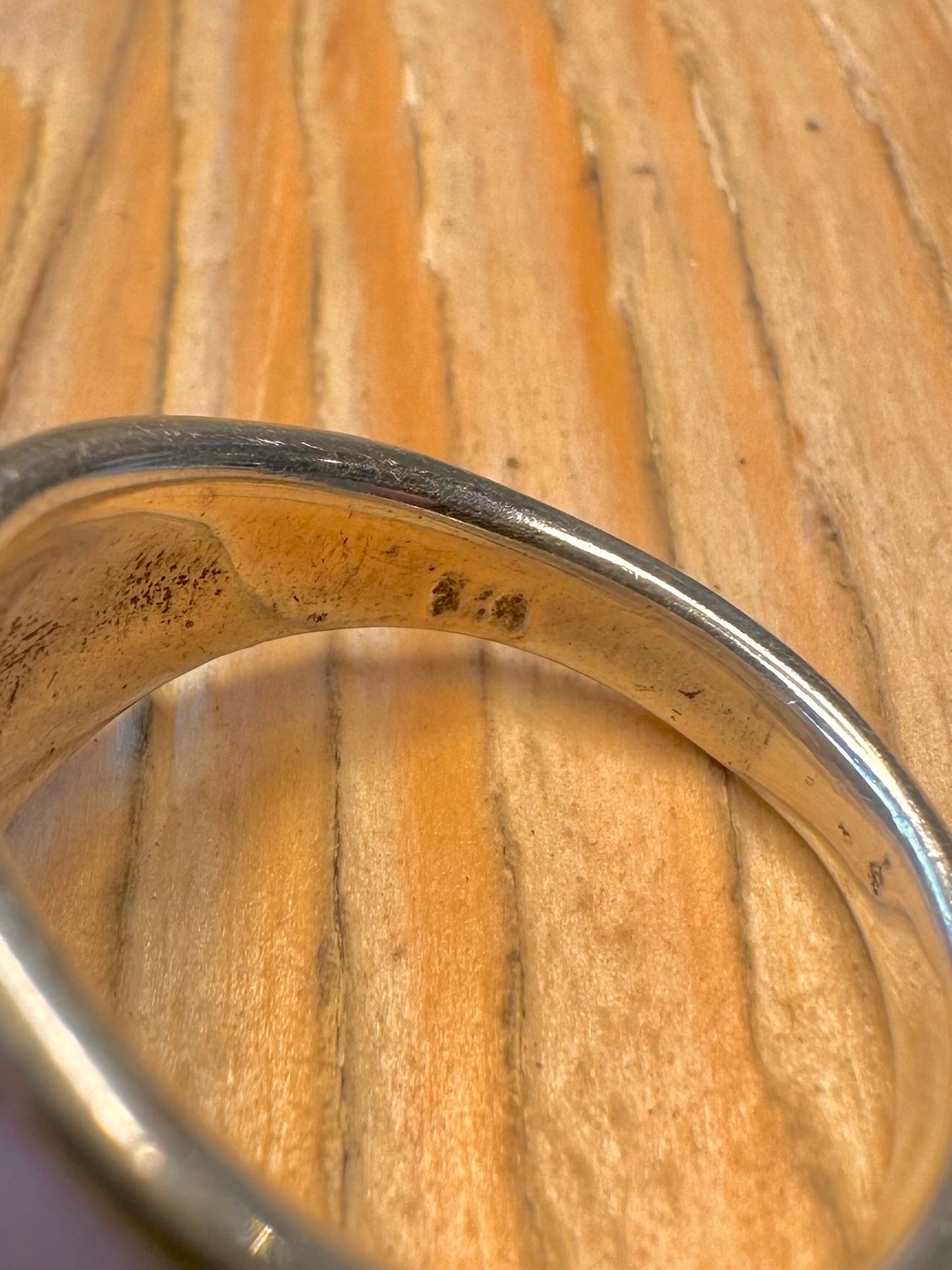 Modernist Pink Mother of Pearl Dome 925 Sterling Silver Size U Ring
