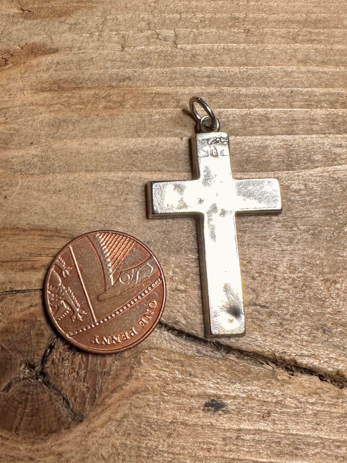 Vintage 1893 Engraved Cross 925 Silver Pendant