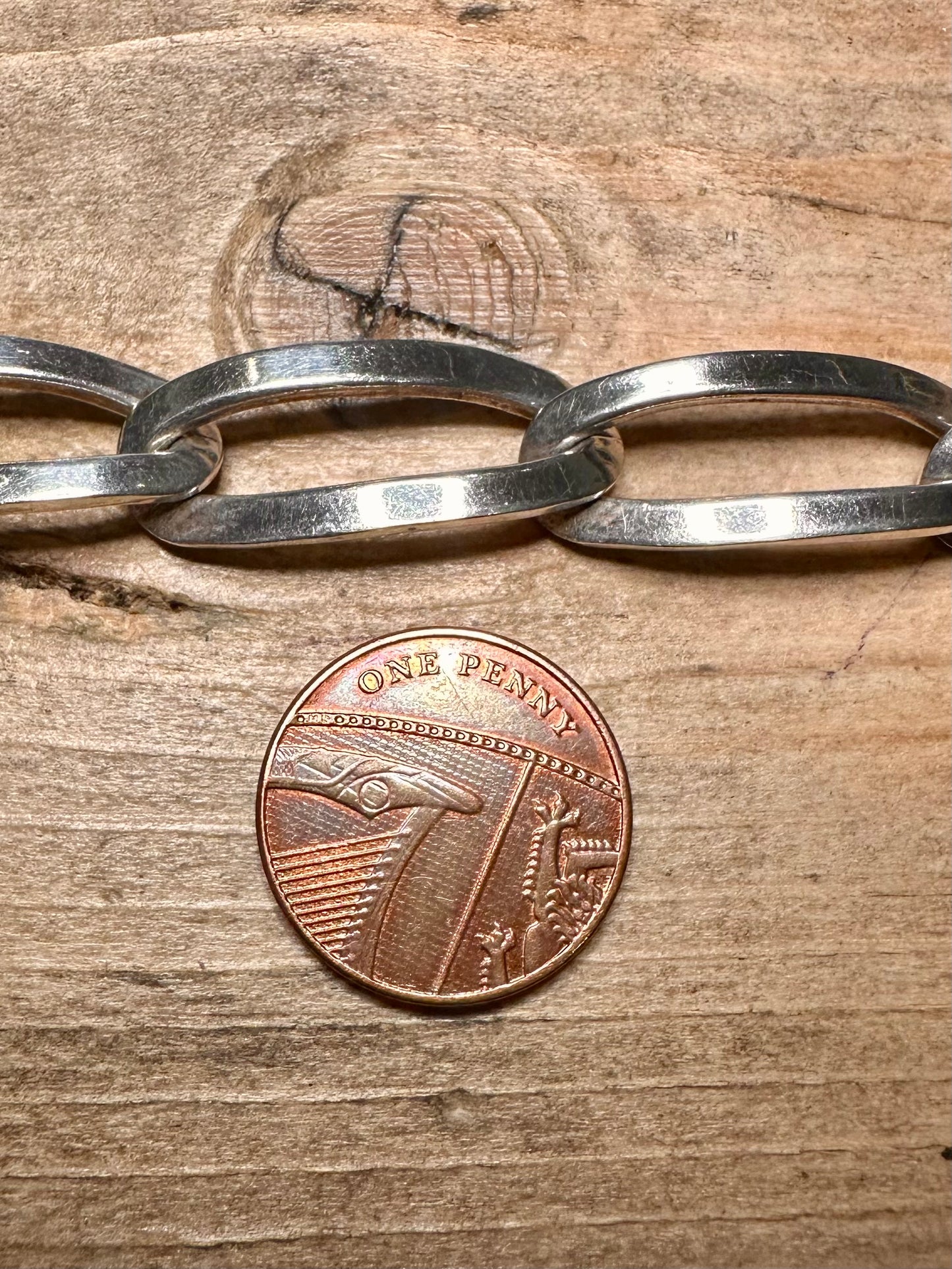 Abstract Long Link 925 Silver Mexico 7.5 inch Bracelet