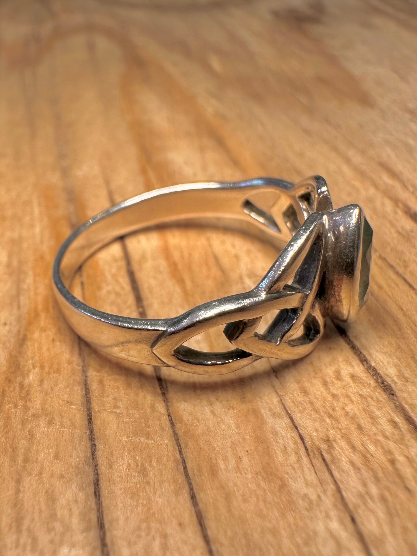 Vintage Blue Stone Celtic 925 Sterling Silver Size R Ring