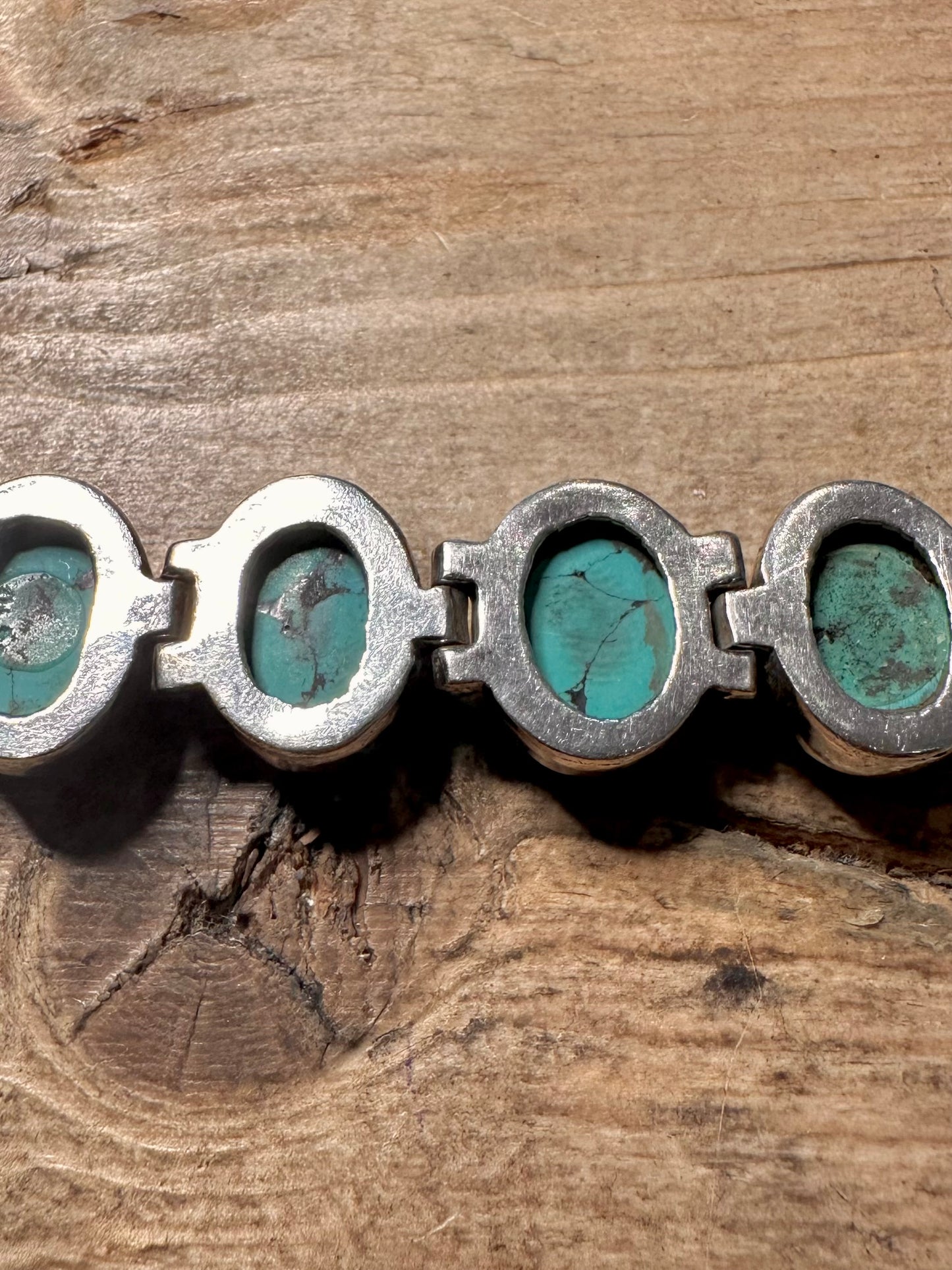 Vintage Turquoise Fox Tail Chain Hook Clasp 925 Silver 7.5 to 8 inch Bracelet