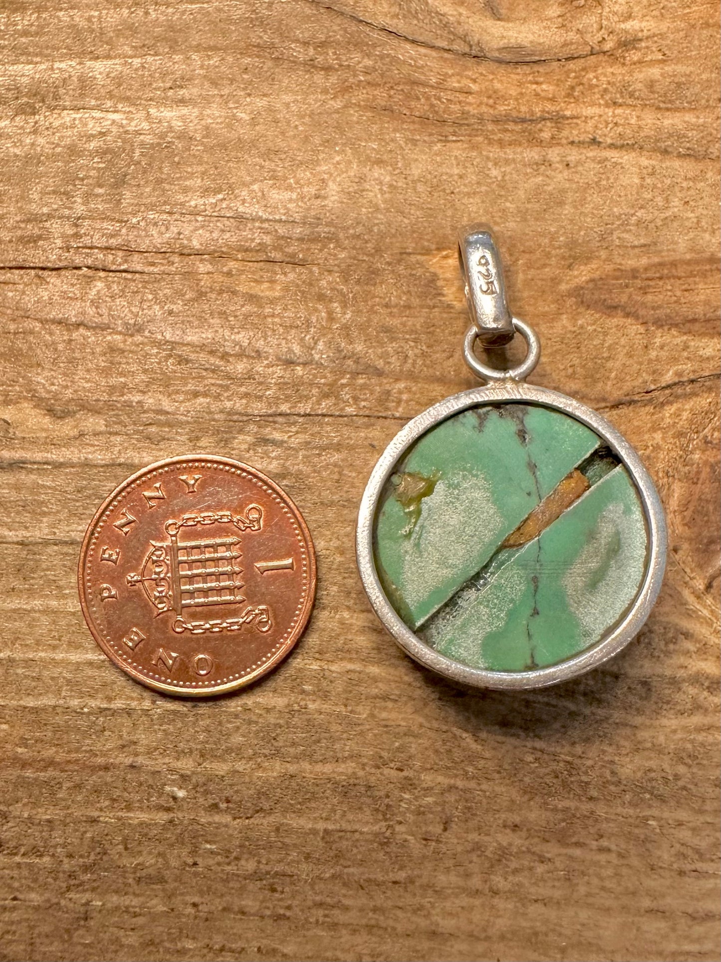 Vintage Raw Turquoise 925 Silver Pendant